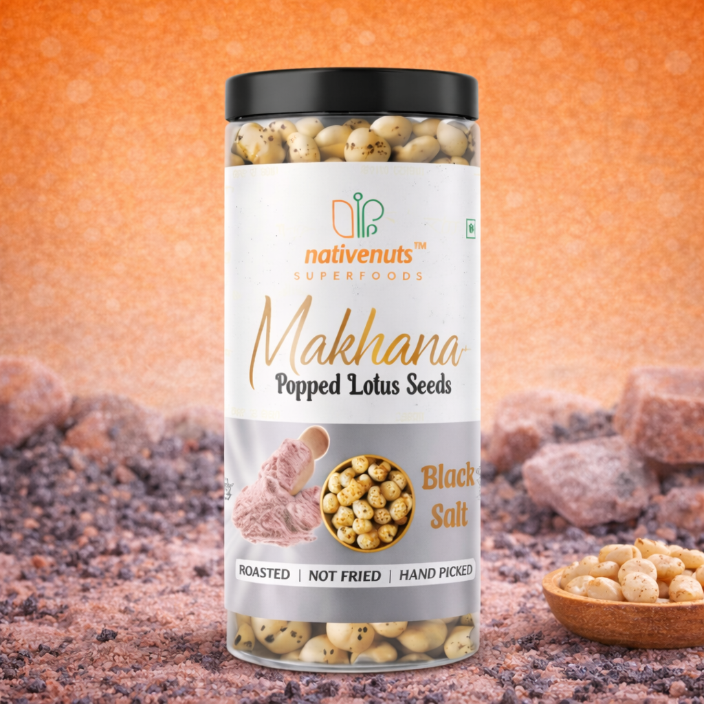 Black Salt Pillow Pouch Roasted Makhana | Crunchy Fox Nut Snack