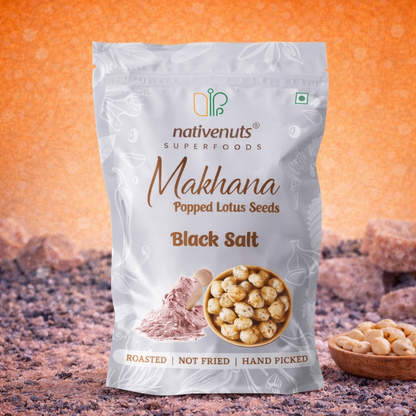 Black Salt Pillow Pouch Roasted Makhana | Crunchy Fox Nut Snack