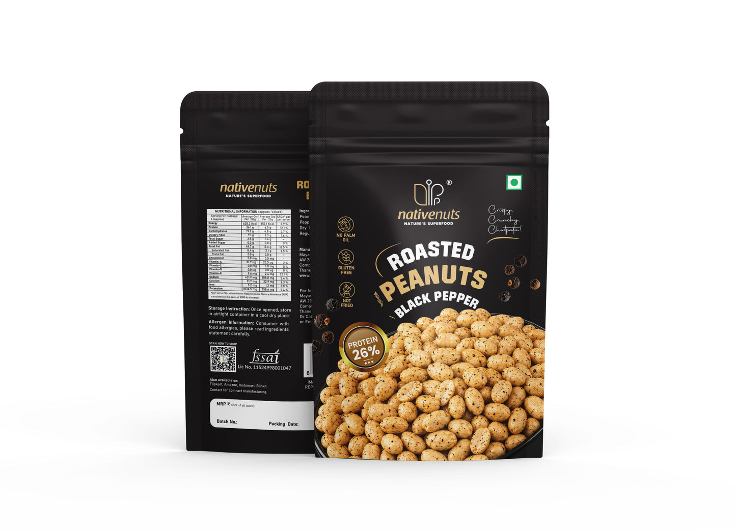 Roasted Black Pepper Roasted Peanuts | Crunchy Protein Snack